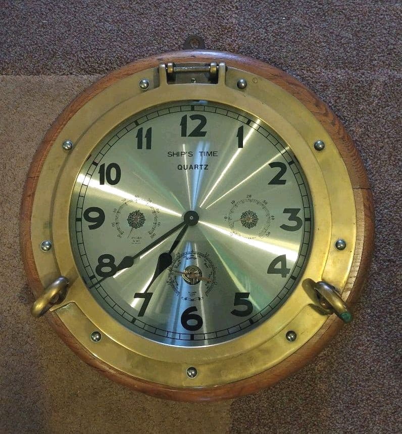 レア アンティーク 海兵隊 真鍮船舶 ポートホールタイプ アナログ壁掛け時計