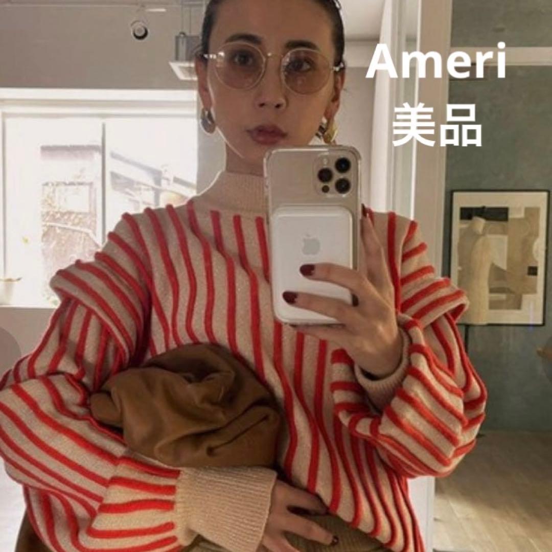 美品★Ameri★SWELL STRIPE KNIT★人気★ニット★完売色★レア