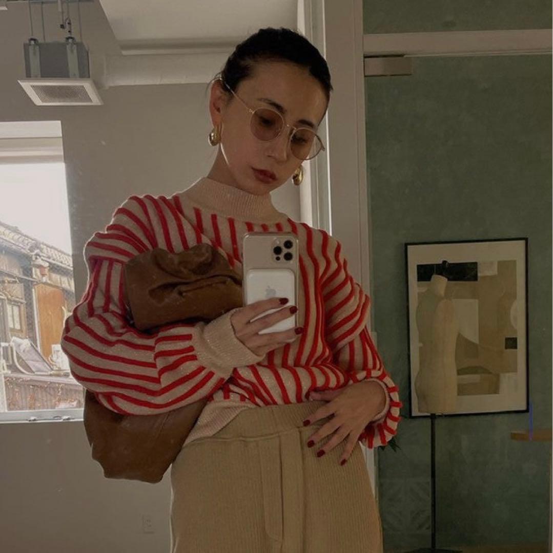 美品★Ameri★SWELL STRIPE KNIT★人気★ニット★完売色★レア