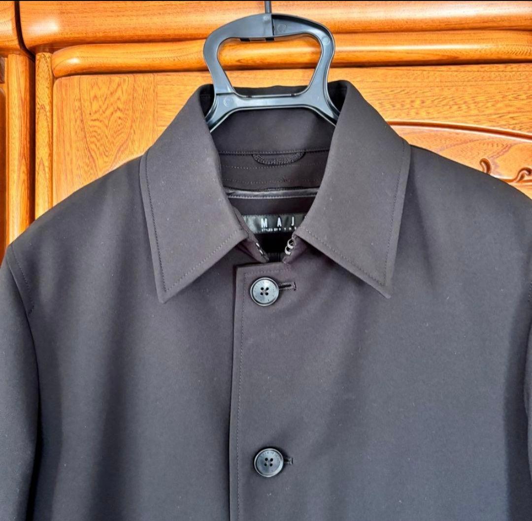 AOKI MAJI ストレッチステンカラーコート黒無地 Mサイズ