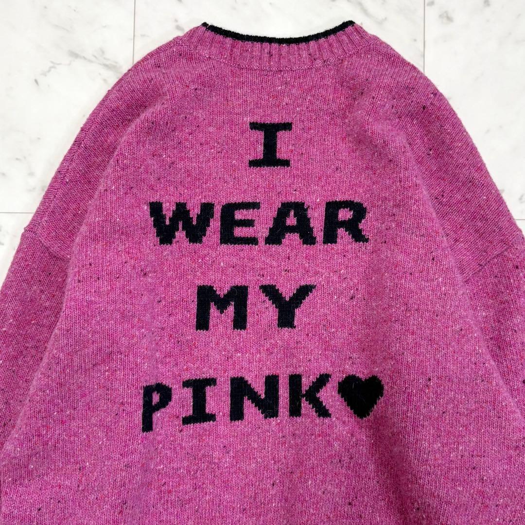 美品♪スピック&スパン　ロゴインターシャニット　ピンク　完売品　2024AW