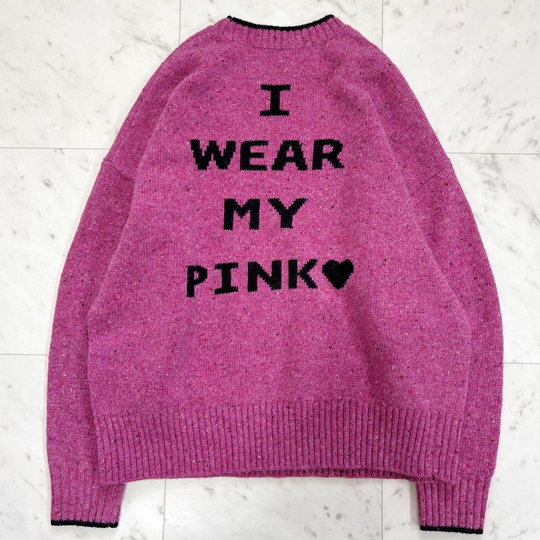 美品♪スピック&スパン　ロゴインターシャニット　ピンク　完売品　2024AW