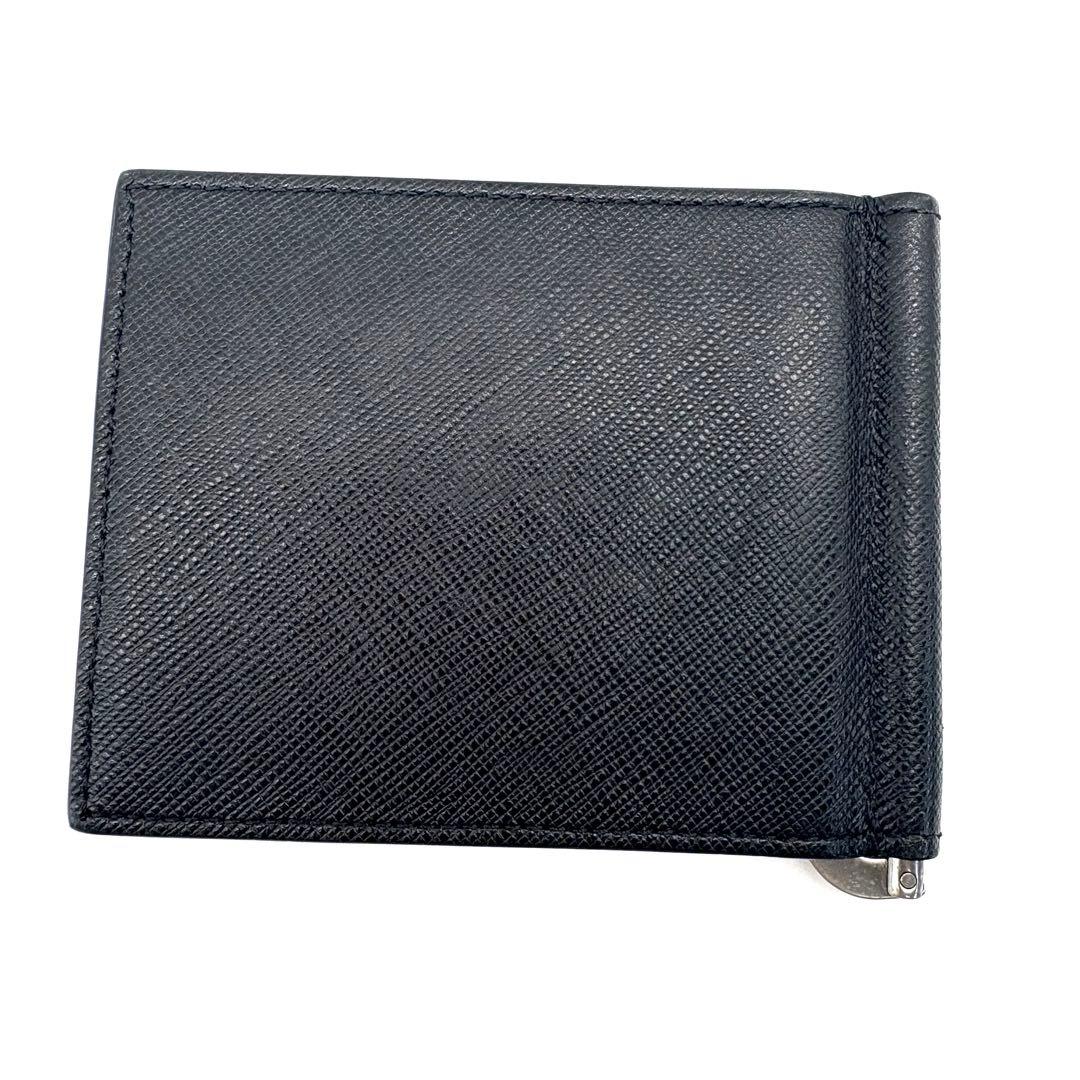 【美品】PRADA マネークリップ　二つ折り　札入れ　サフィアーノ　ロゴ金具
