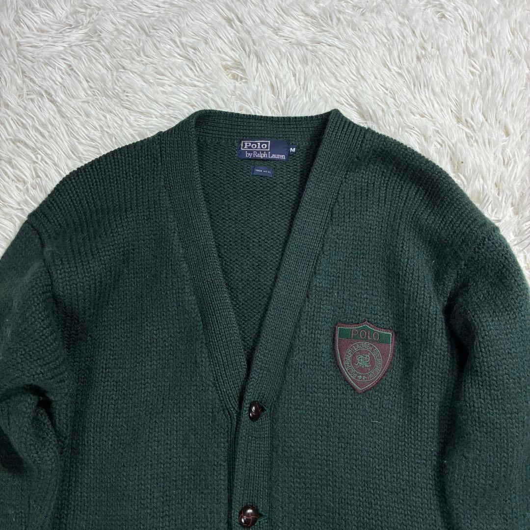 希少✨ラルフローレン 厚手 リブニット カーディガン ワッペン くるみボタン