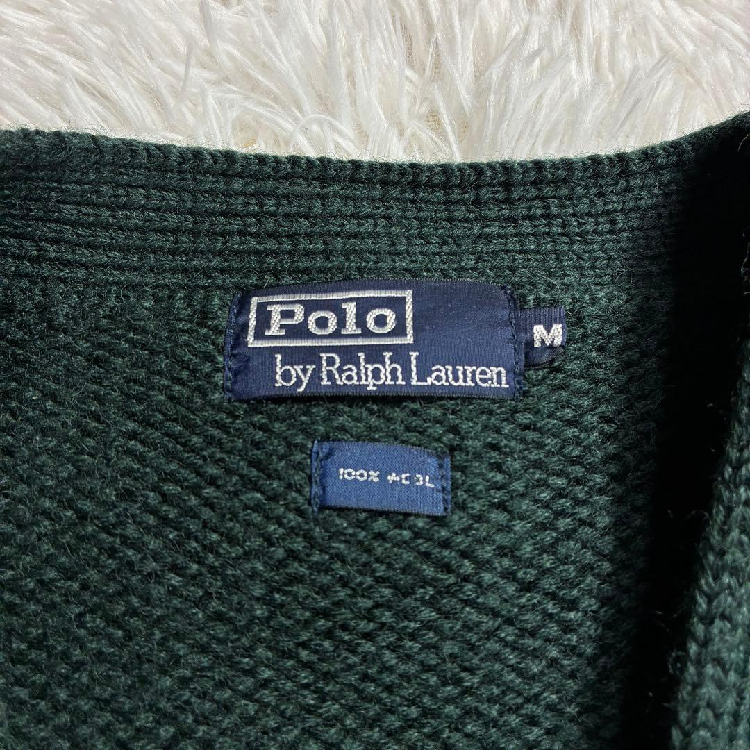 希少✨ラルフローレン 厚手 リブニット カーディガン ワッペン くるみボタン