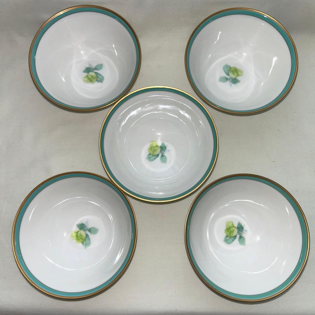 ◉本日限定◉香蘭社　飯椀　ご飯茶碗　5客　ローズガーデン　金縁　ばら