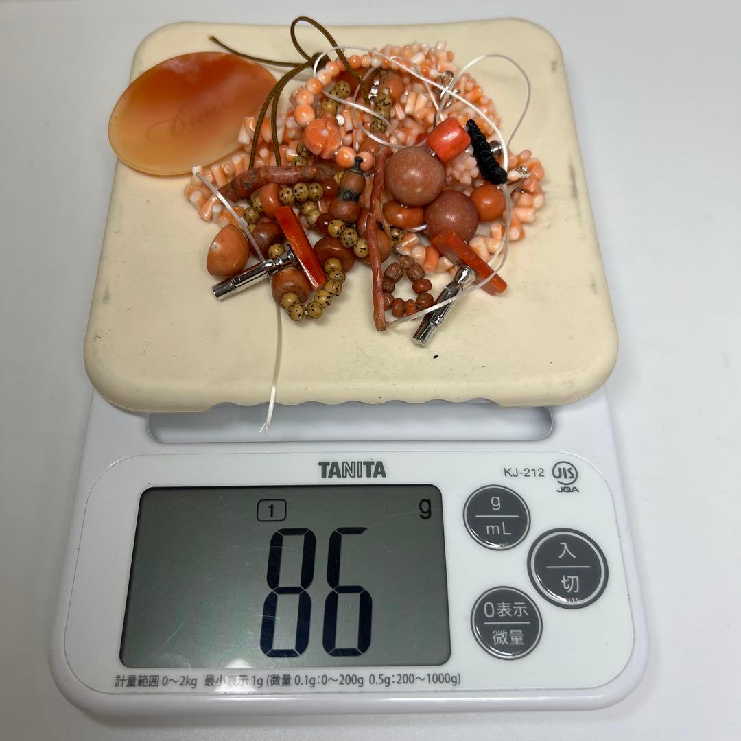 本赤珊瑚　ネックレス　アクセサリー色々　86g タニサ　東さ8-0131☆2F