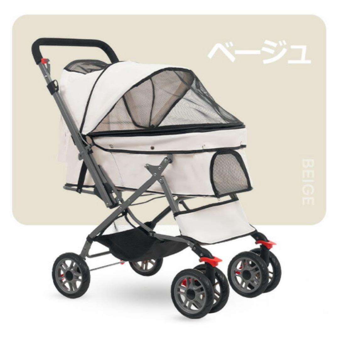 新品　ペットカート　多機能　ペット用品　犬用品　4輪　ドッグカート　ベージュ