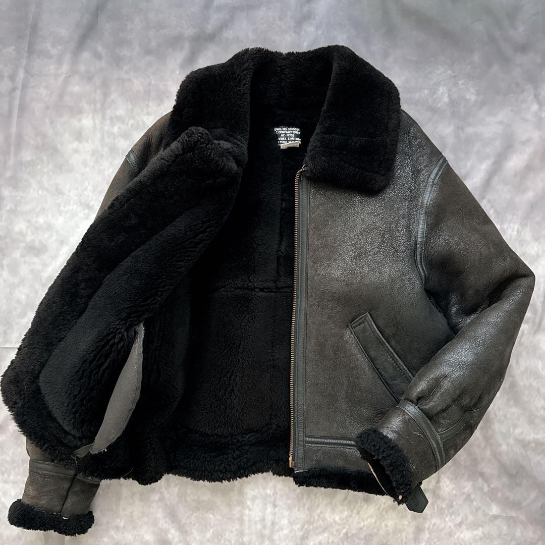 AVIREX B-3 フライトジャケット レザージャケット ムートン　黒　38