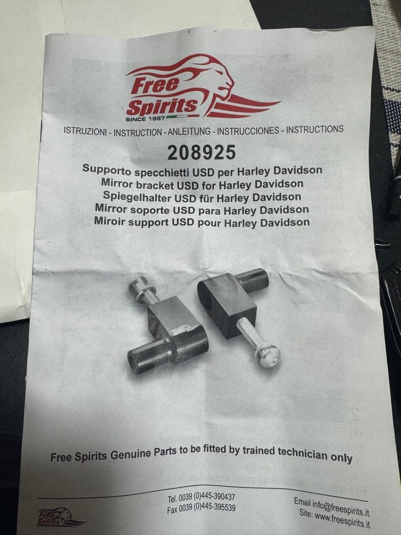 フリースピリッツ ミラーブラケットUSD (アップサイドダウン)説明書付き