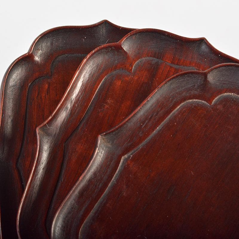 中国　唐木紫檀製　茶托　小皿　五客　V　R6572E