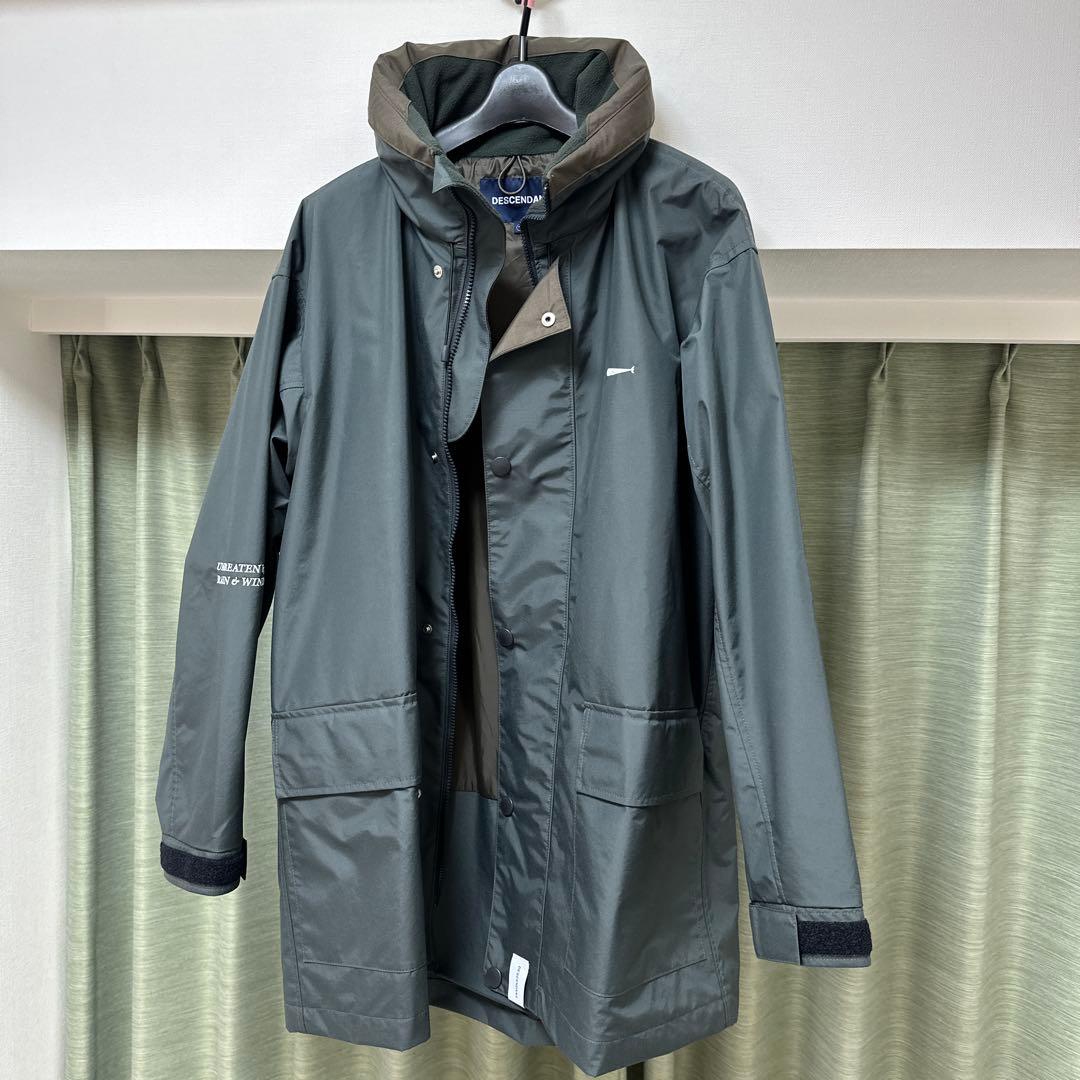 グレー フード付き レインコート