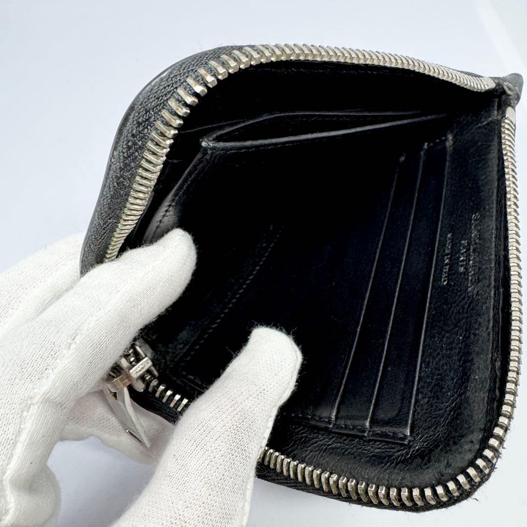 SAINT LAURENT サンローラン 財布 L字 クロコ型押し レザー 小銭