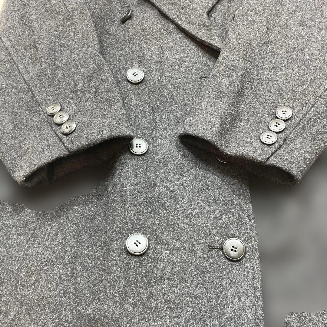 極美品 ノームトンプソン ダブルチェスターコート カシミヤ混 英国製 グレー L
