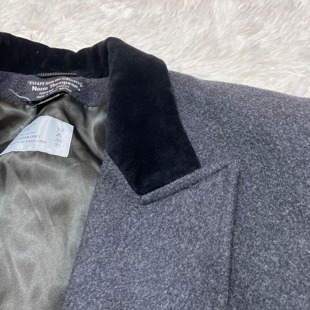 極美品 ノームトンプソン ダブルチェスターコート カシミヤ混 英国製 グレー L
