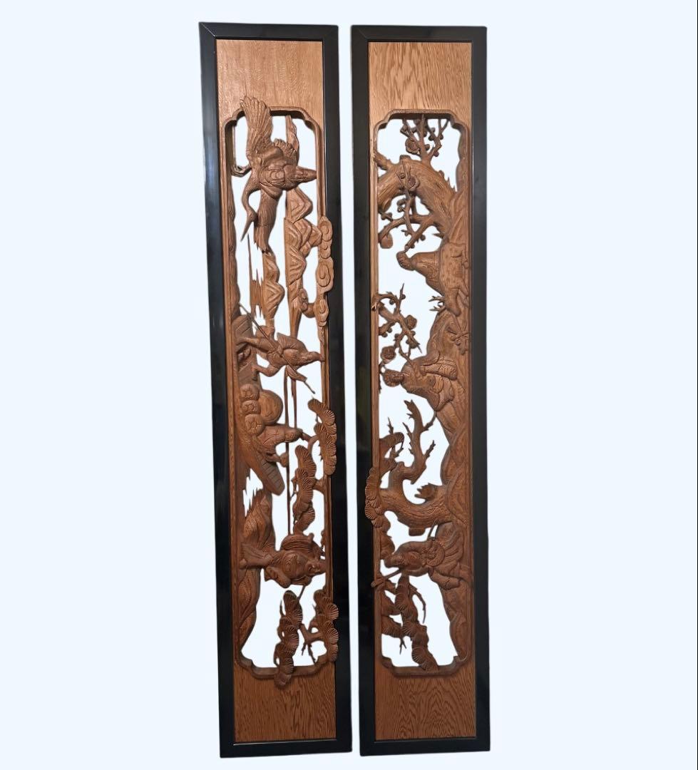 欄間　一対　七福神　建具