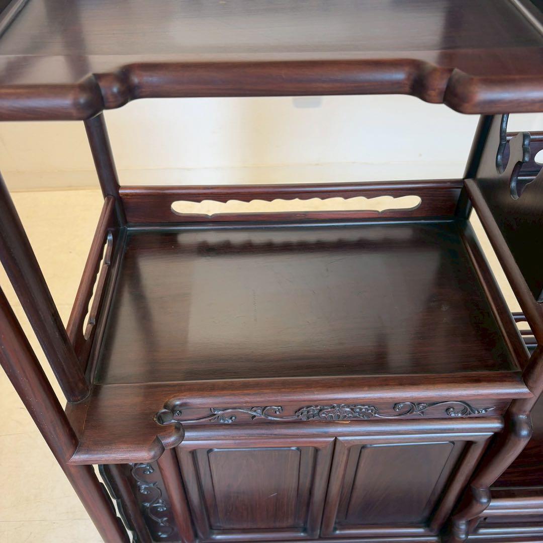 唐木家具 花梨 茶箪笥 飾り棚 日本式茶棚　筆返し　サイドボード ビンテージ