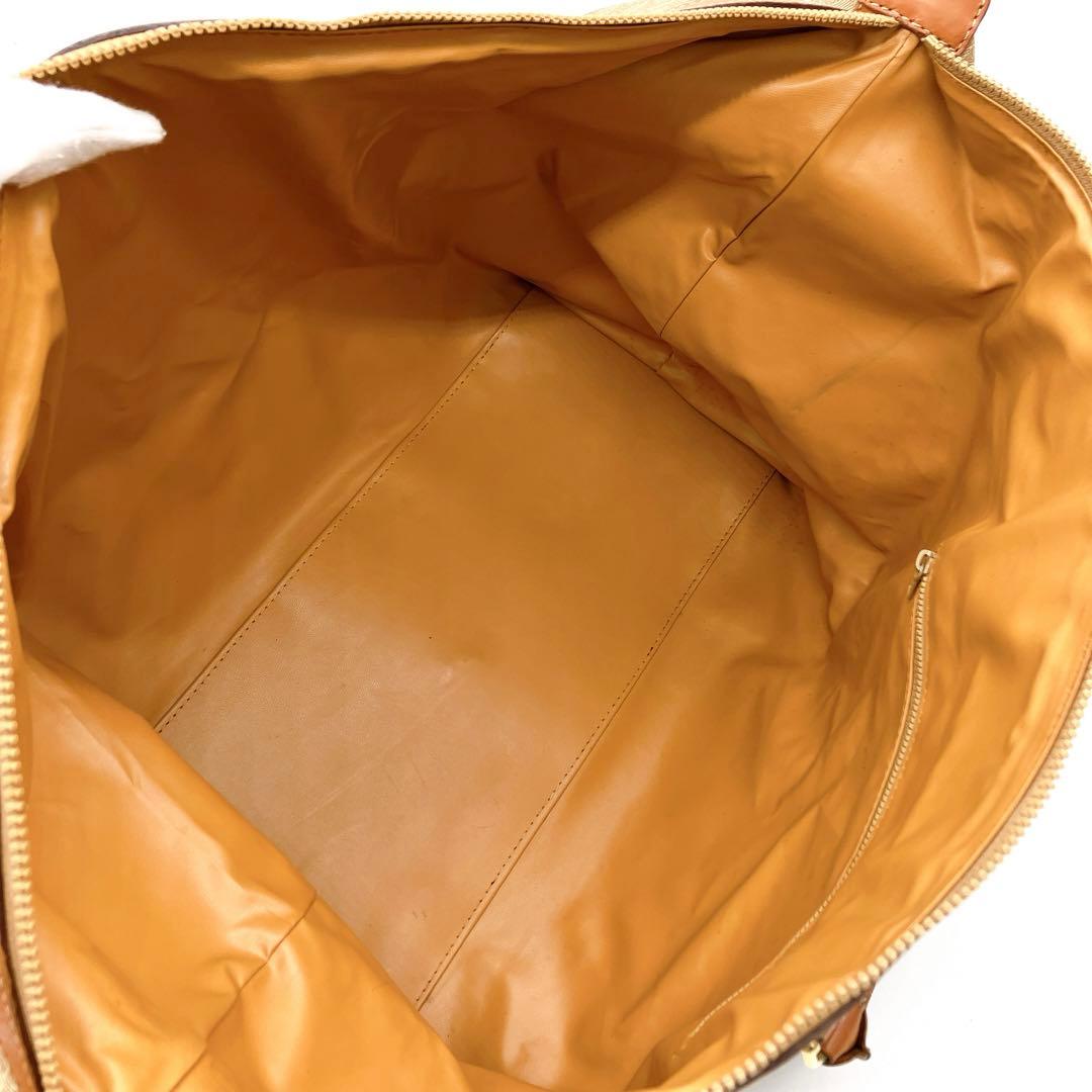 【CELINE】ボストンバッグ　マカダム柄　ゴールド金具　PVC ブラウン.