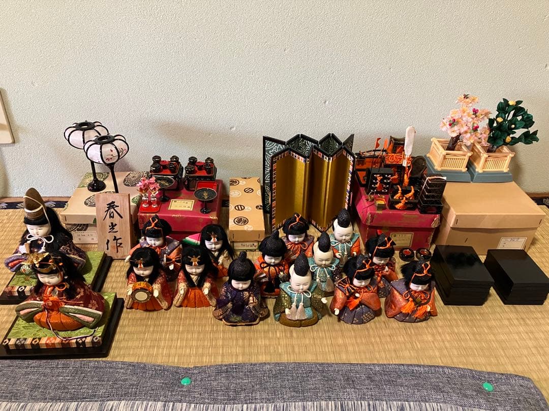 美品 春光作 ひな人形 大量セット 昭和 レトロ 雛祭り 雪洞 掛盤膳揃 雲絹縁