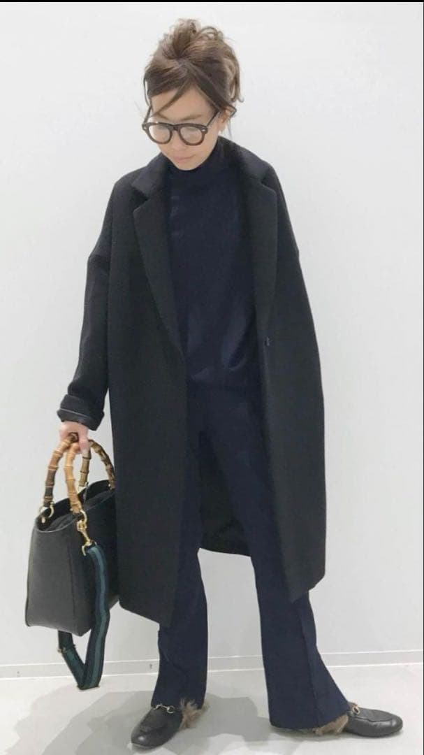 アパルトモン　黒チェスターコート　OVERSIZE CHESTER COAT