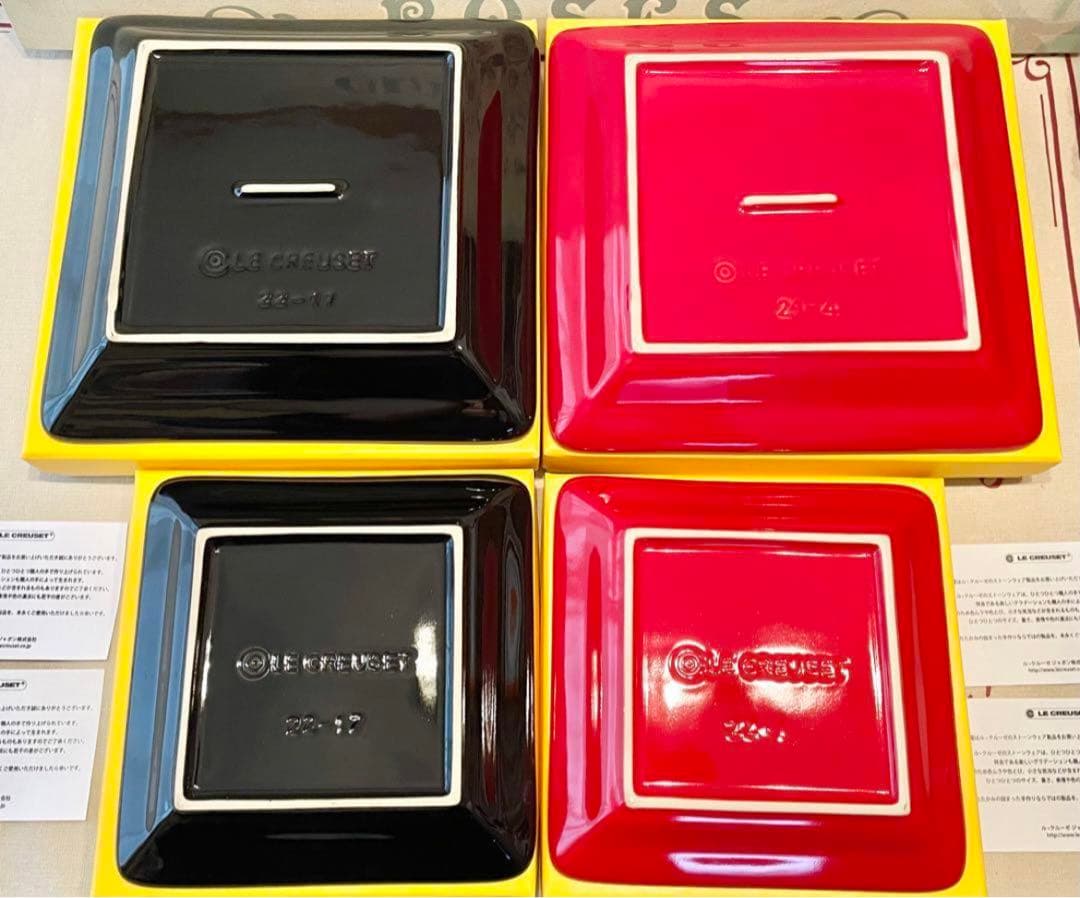 最終価格＊＊ドンブリ&プレート６点セット　ル・クルーゼ＊＊　赤・黒