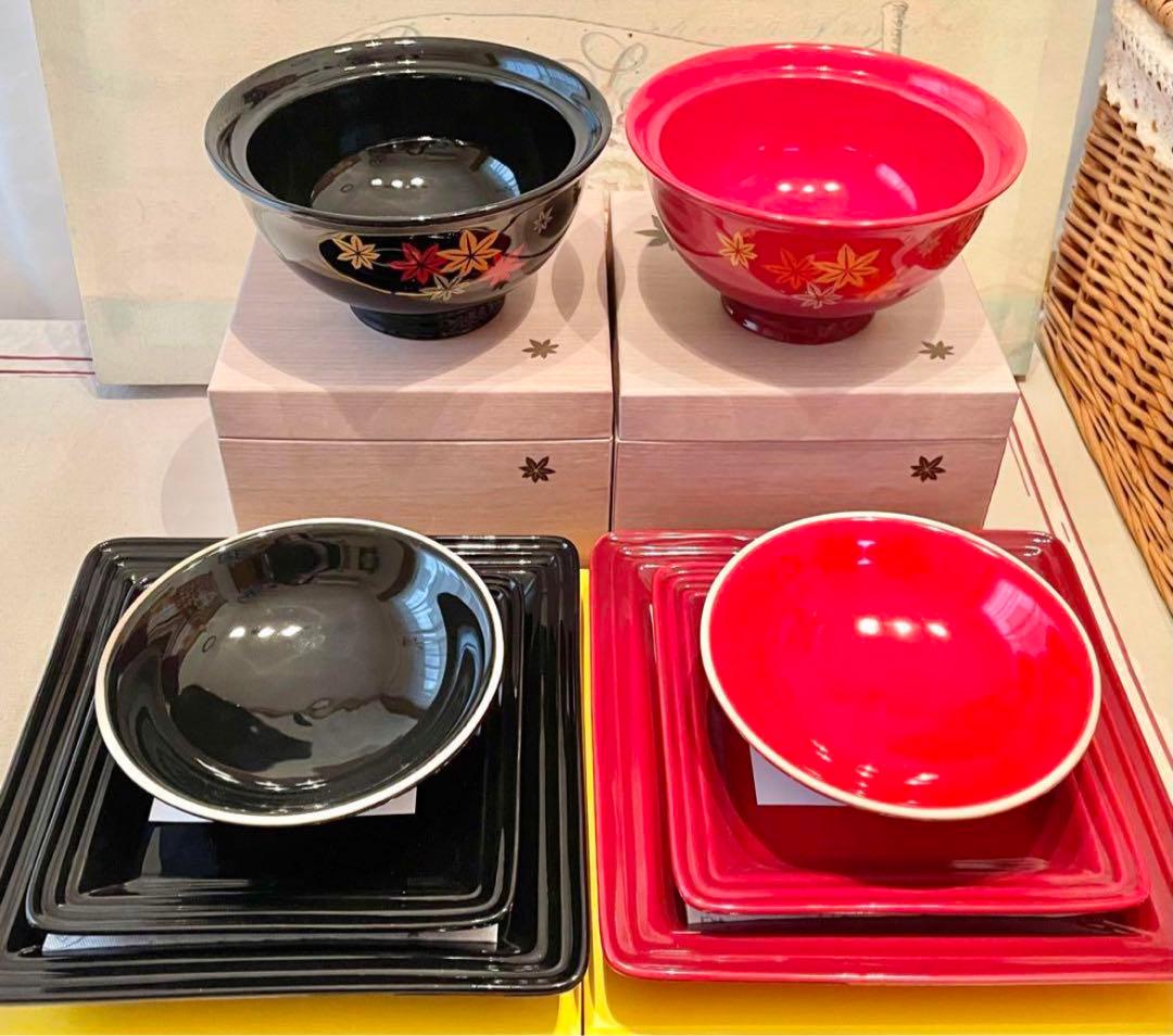 最終価格＊＊ドンブリ&プレート６点セット　ル・クルーゼ＊＊　赤・黒