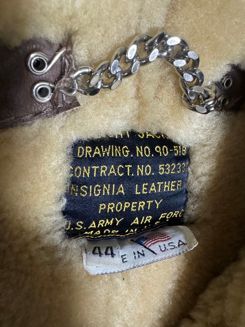 稀少サイズ44 INSIGNIA LEATHER 米国製 B-3 大戦モデル