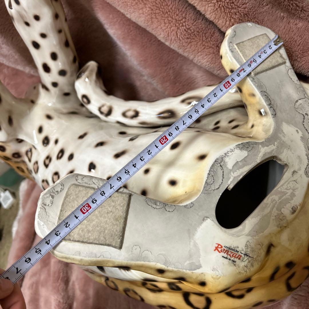 引取限定 ★ Ranzan 陶器 ヒョウ ジャガー 猫化 オブジェ インテリア