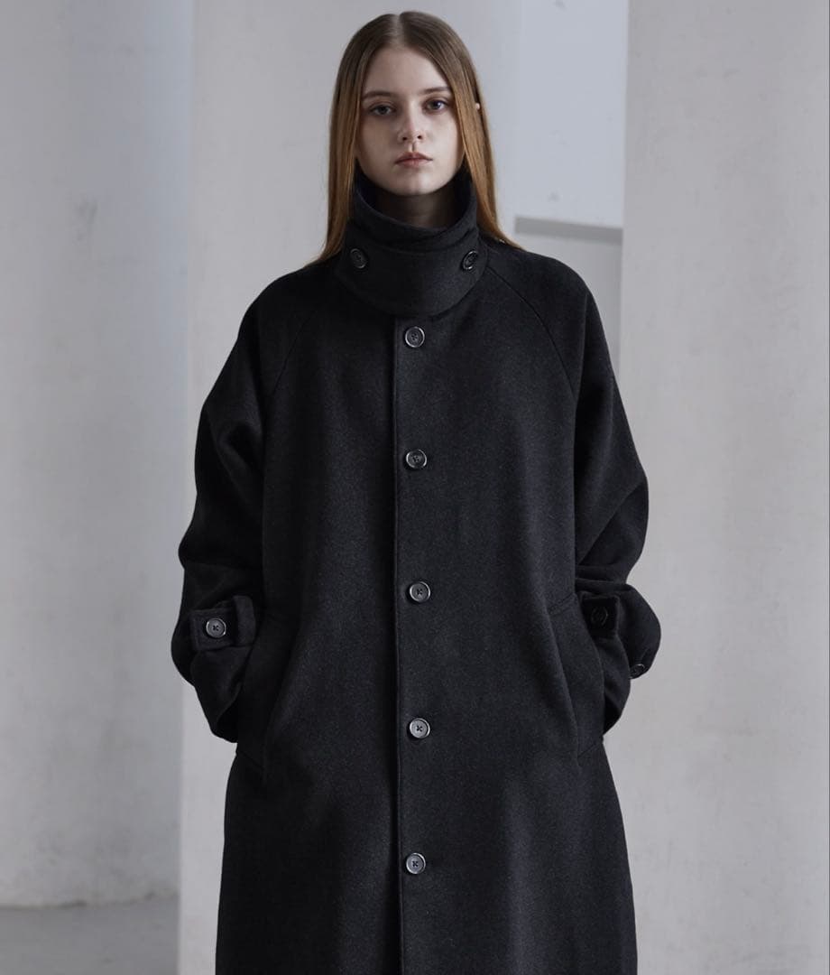 CLEL ウールブレンド テックメルトンステンカラーコート