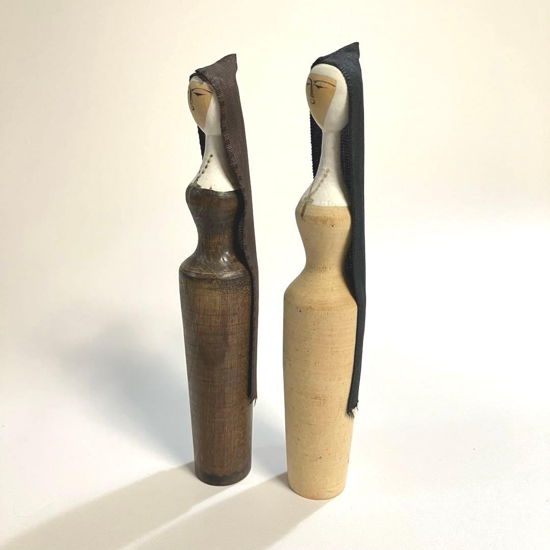 北海道　函館　根本勲　トラピストこけし　修道女　土龍　木彫　人形　民芸　郷土玩具