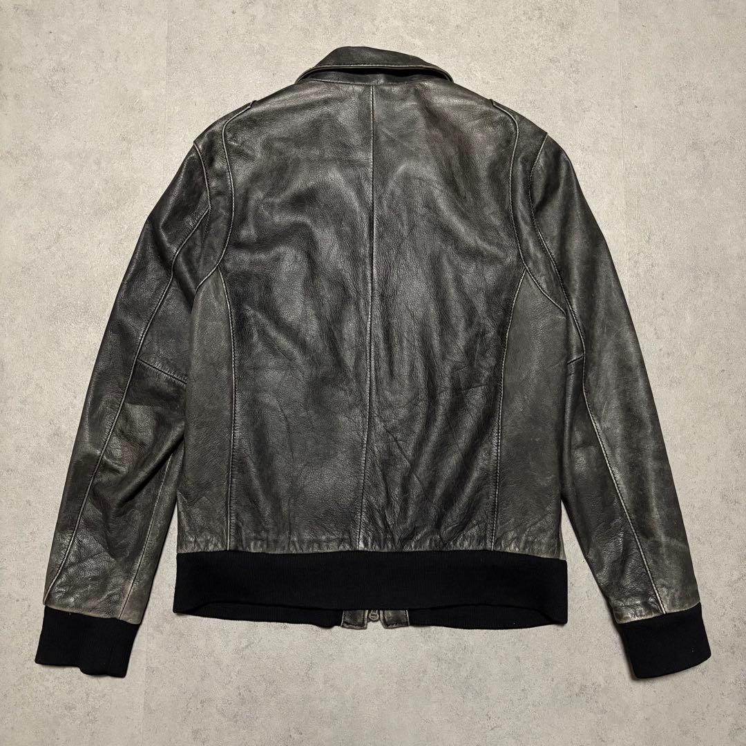 レトログレード　ライダース　レザー　ジャケット シングル　ダブルジップ　L 黒