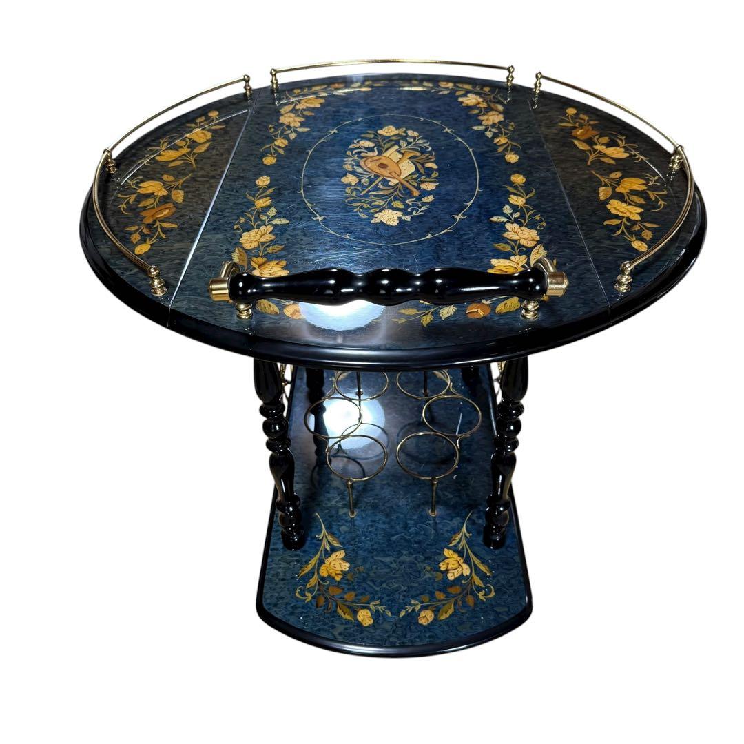 イタリア製 アンティーク 配膳ワゴン キッチンワゴン バタフライ式 ワインラック