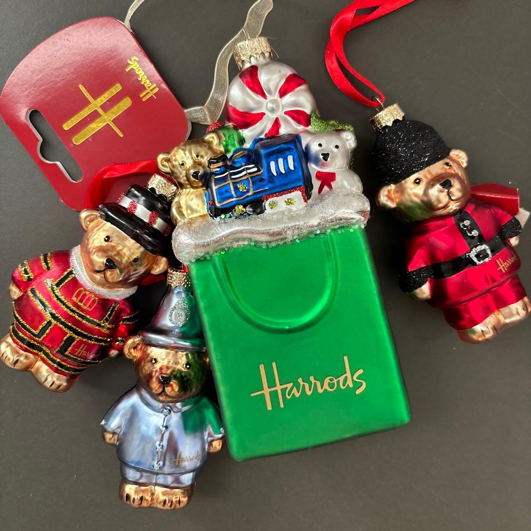 【メルカリ便】 Harrods ハロッズ　ガラスオーナメント4個セット