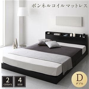 ベッド 低床 ロータイプ  ブラック ダブル マットレス付きds-2367686