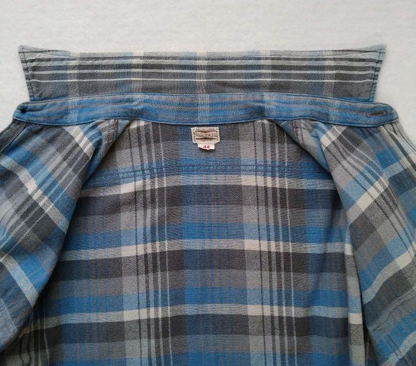 ウエアハウス ネルシャツ フランネルシャツ ブルー チェック サイズ44 XL