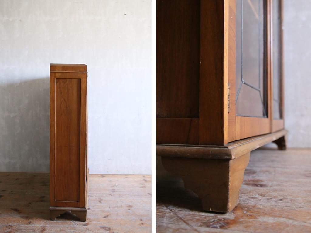 英国アンティーク木製ブックケースキャビネット/本棚/ガラス飾り棚(80-336)