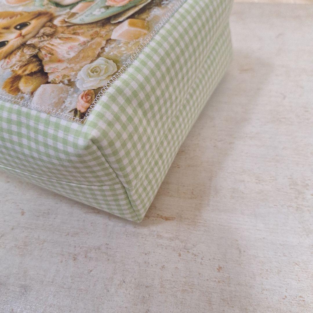 激レアねこパネル生地　ハンドメイド　布バスケット