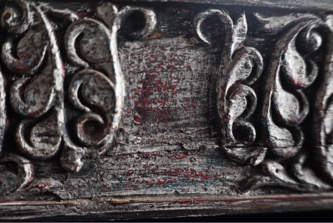 アンティーク チーク材 インド 古家具 ローボード ローキャビネット