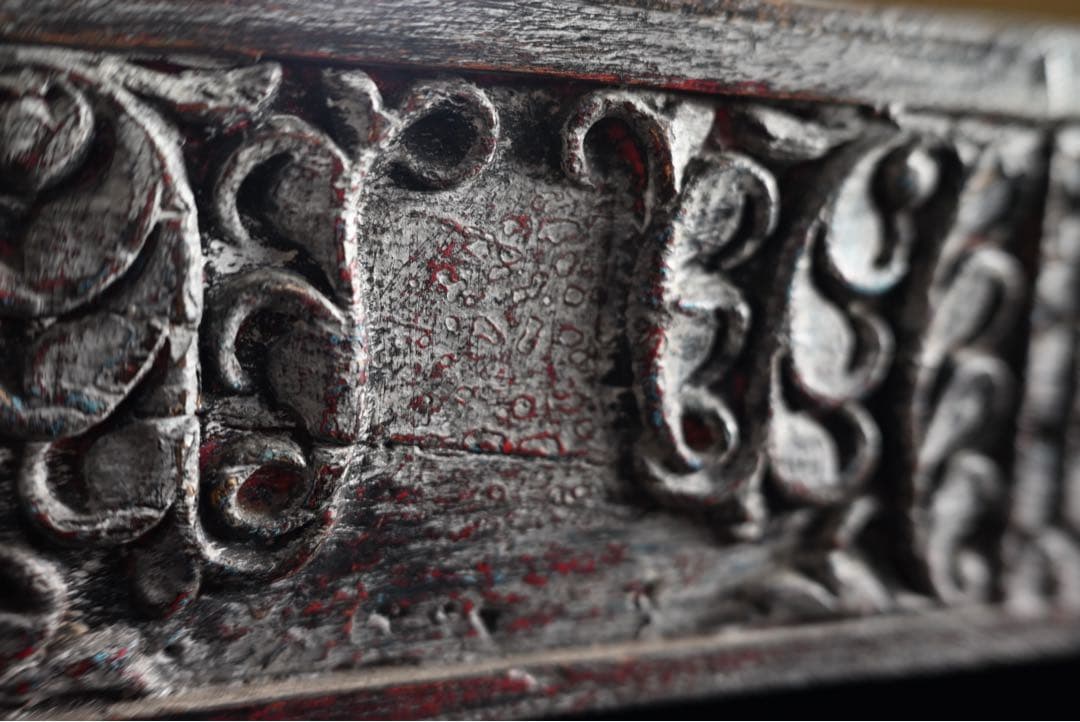 アンティーク チーク材 インド 古家具 ローボード ローキャビネット