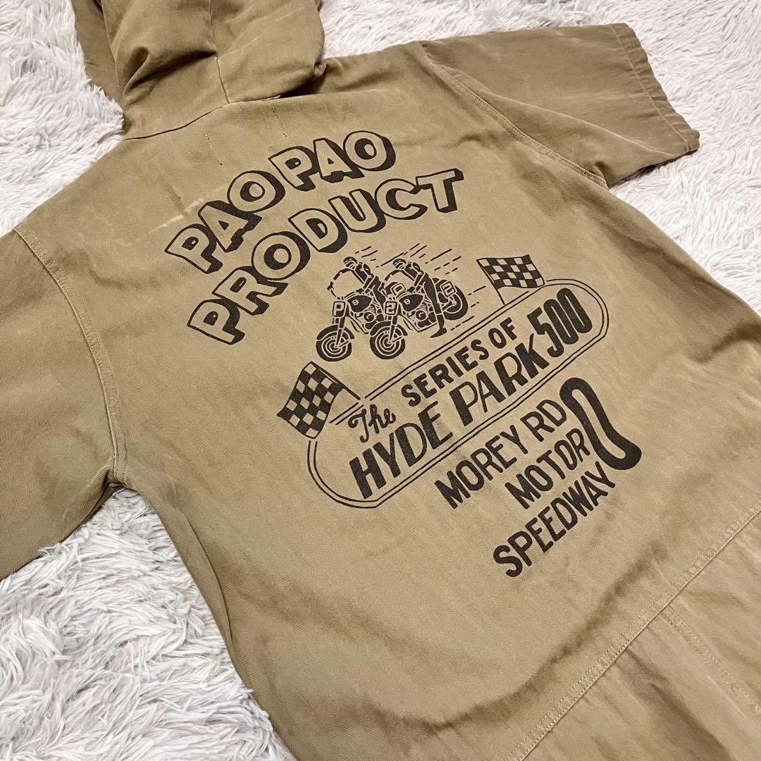 PAOPAO　オールインワン　つなぎ　ミリタリー　古着風　ユニセックス　カーキ