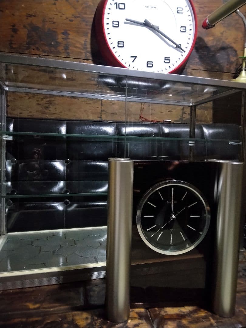 70年代　ミッドセンチュリー　SEIKO セイコー　置時計　運針　無音　メタル
