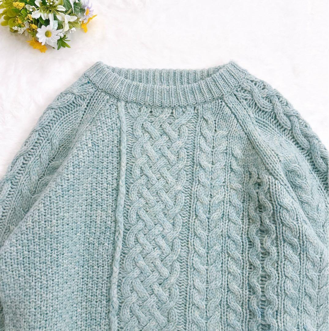 《美品》シンゾーン LINK CABLE KNIT セーター ミントグリーン F