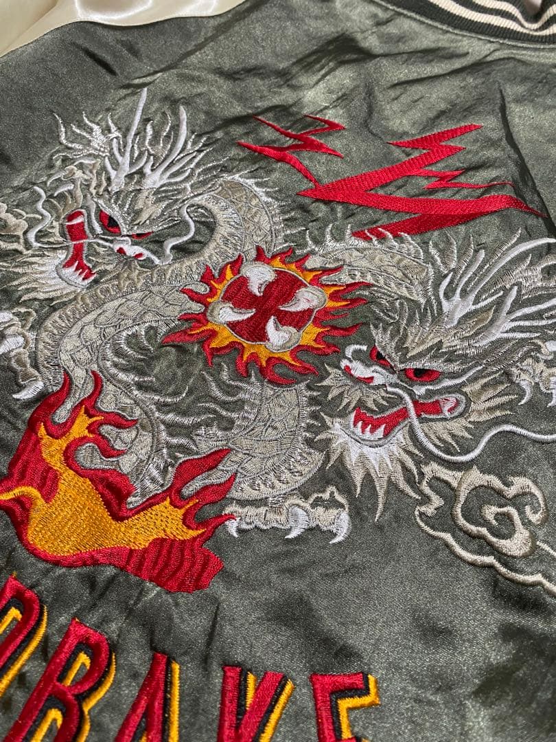 90s 日本製 限定 龍 スカジャン サテン unisex vintage