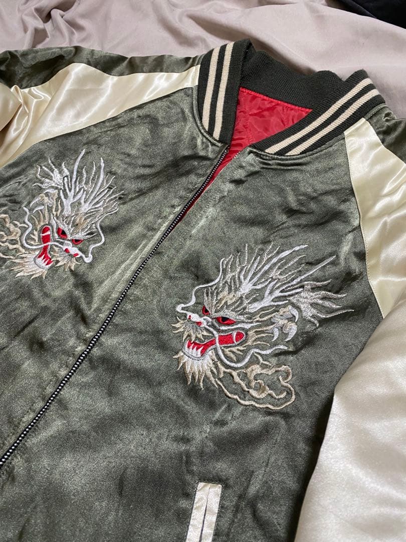 90s 日本製 限定 龍 スカジャン サテン unisex vintage