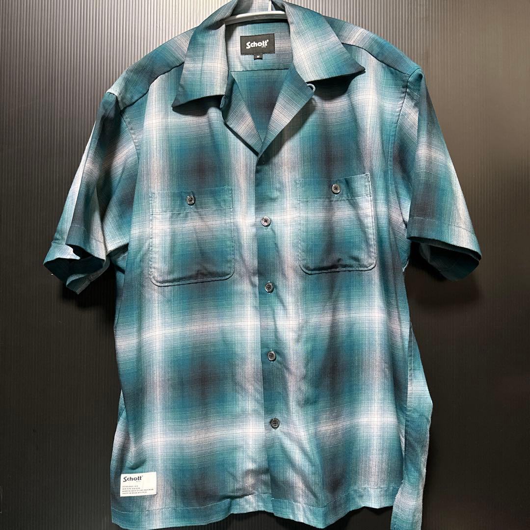 schott レーヨン　オンブレチェックシャツ　M