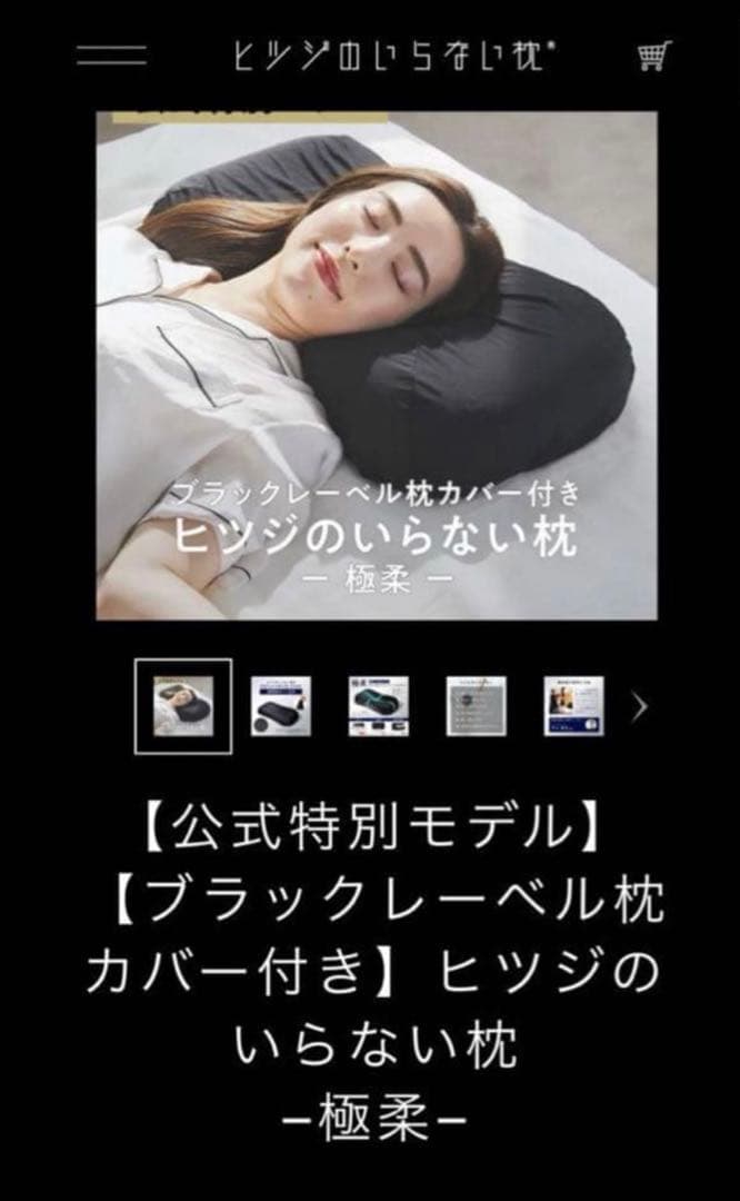 ヒツジのいらない枕 BIGサイズモデル 極柔 ブラック枕カバー付