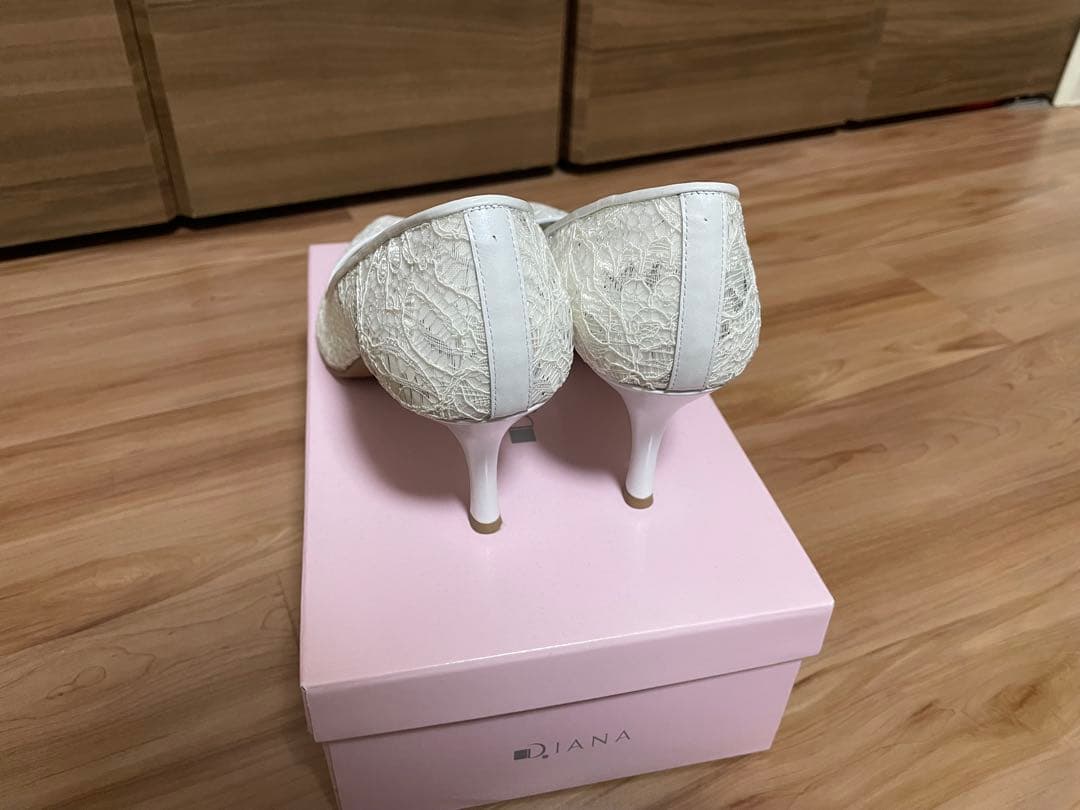 DIANA ホワイトレースパンプス 25cm ブライダルシューズ