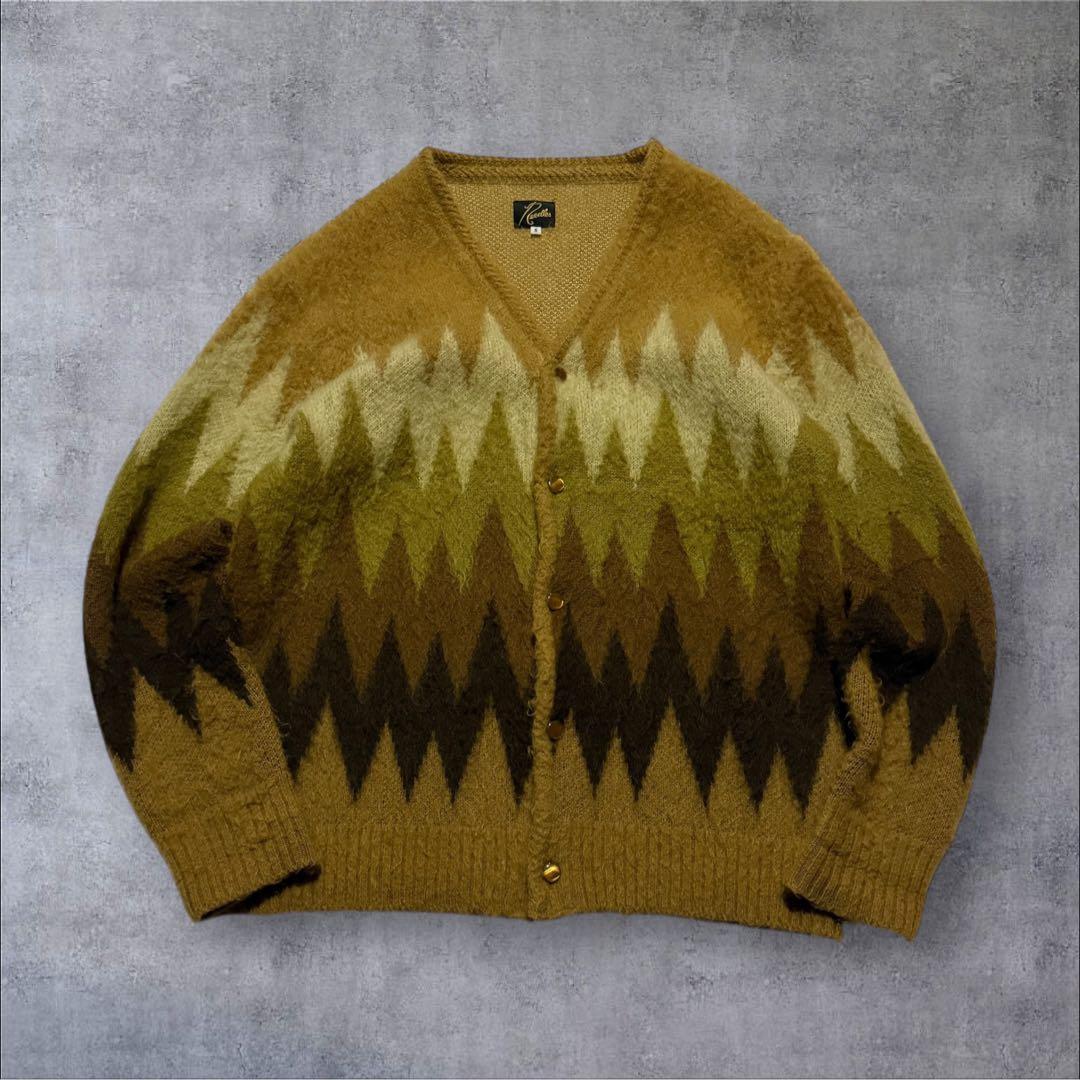 Needles ニードルス モヘア混 カーディガンVネック ジグザグデザイン