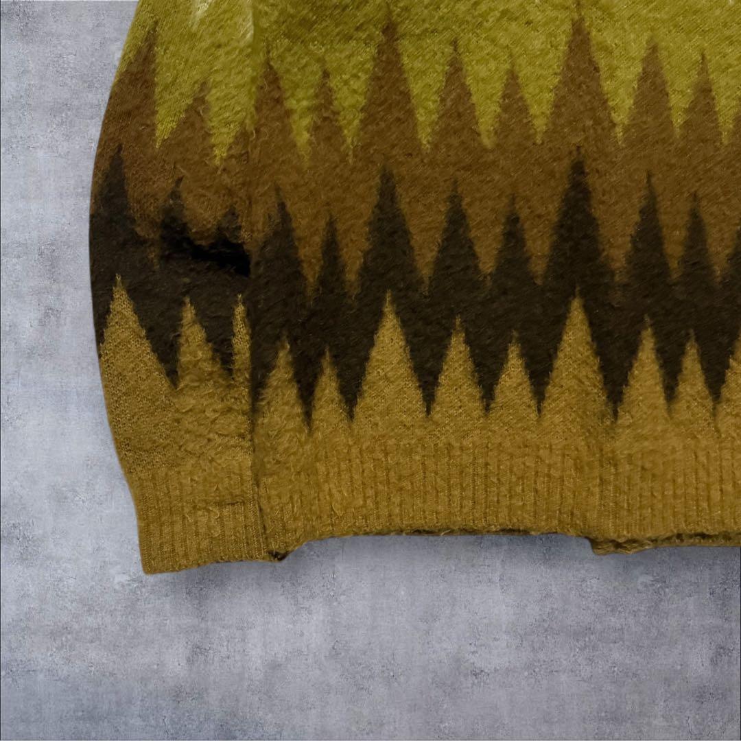 Needles ニードルス モヘア混 カーディガンVネック ジグザグデザイン