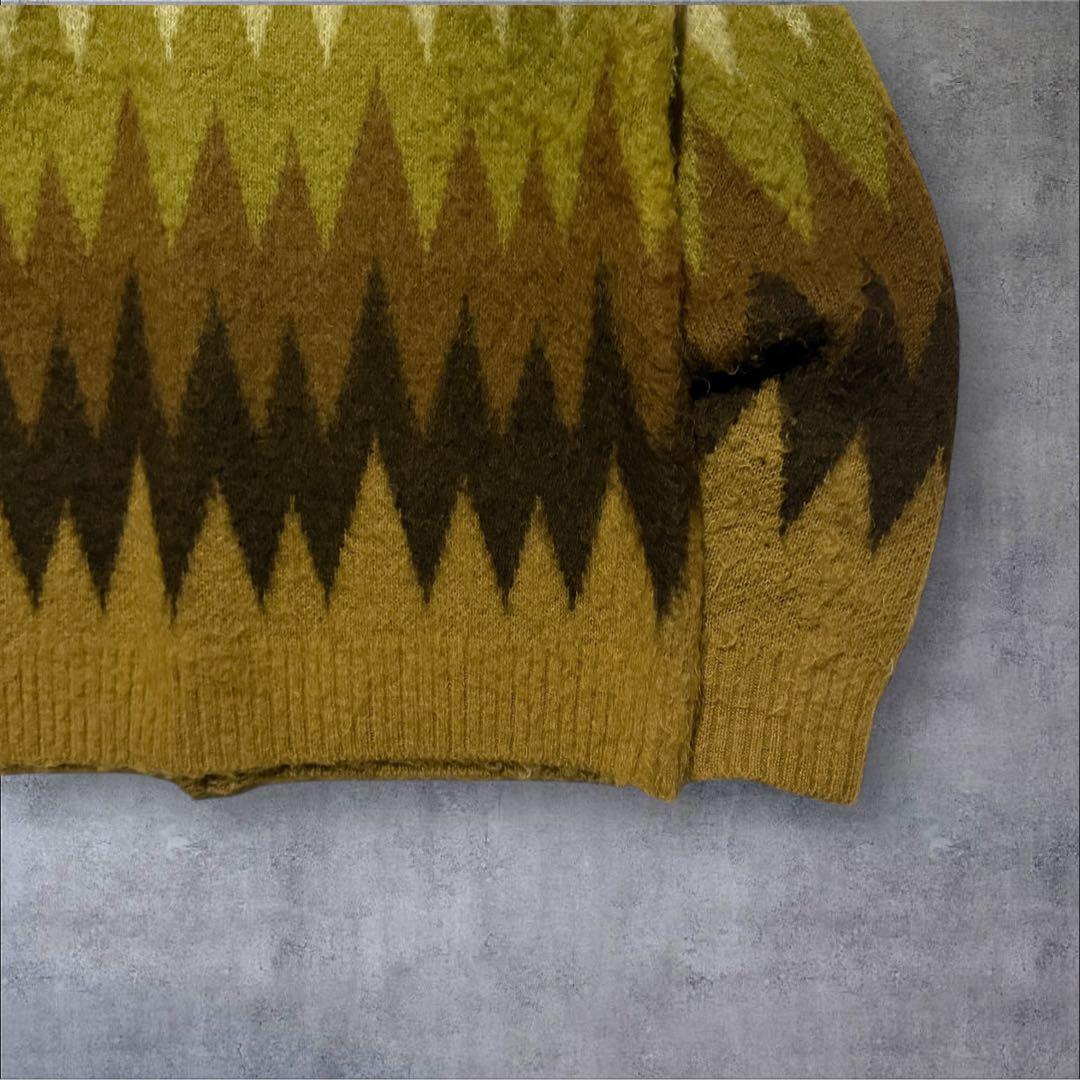 Needles ニードルス モヘア混 カーディガンVネック ジグザグデザイン